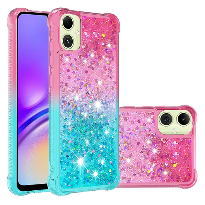 For Samsung Galaxy A08 5G / A08 4G / A07 4G TPU Case Gradient Quicksand Phone Back Cover - Pink+Sky Blue - 1