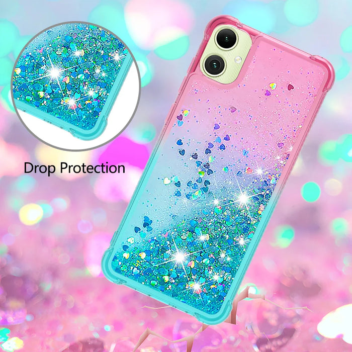 For Samsung Galaxy A08 5G / A08 4G / A07 4G TPU Case Gradient Quicksand Phone Back Cover - Pink+Sky Blue - 5