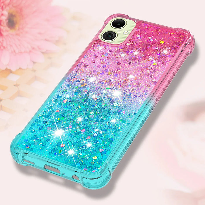 For Samsung Galaxy A08 5G / A08 4G / A07 4G TPU Case Gradient Quicksand Phone Back Cover - Pink+Sky Blue - 6