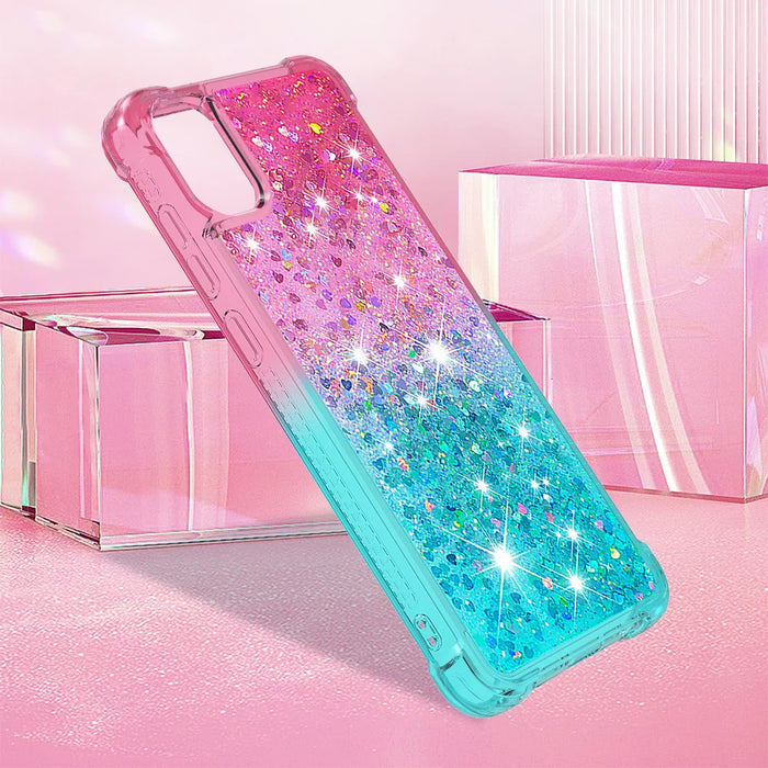 For Samsung Galaxy A08 5G / A08 4G / A07 4G TPU Case Gradient Quicksand Phone Back Cover - Pink+Sky Blue - 7