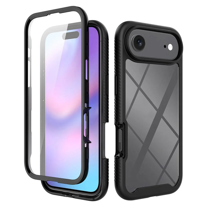 Clear Case for iPhone Air PC + TPU Phone Back Cover with PET Screen Film - Black - 2