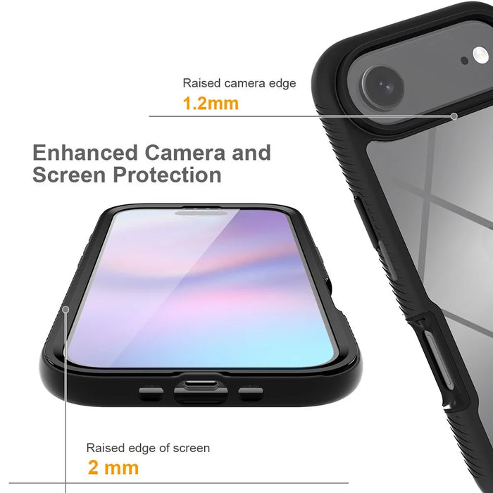 Clear Case for iPhone Air PC + TPU Phone Back Cover with PET Screen Film - Black - 3