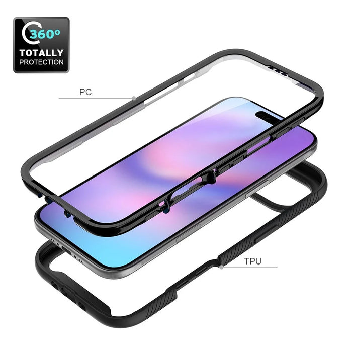 Clear Case for iPhone Air PC + TPU Phone Back Cover with PET Screen Film - Black - 5