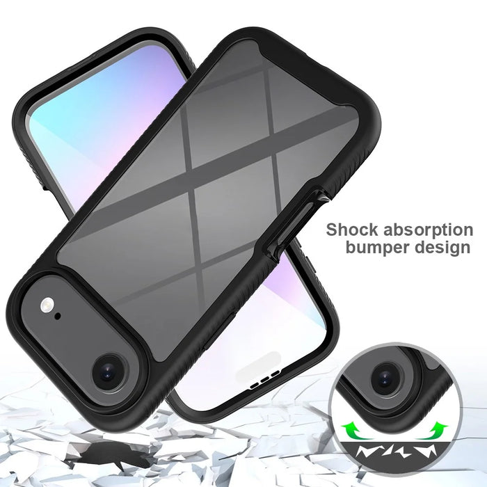Clear Case for iPhone Air PC + TPU Phone Back Cover with PET Screen Film - Black - 6