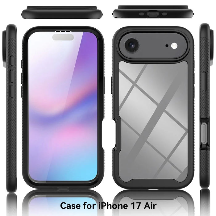 Clear Case for iPhone Air PC + TPU Phone Back Cover with PET Screen Film - Black - 7