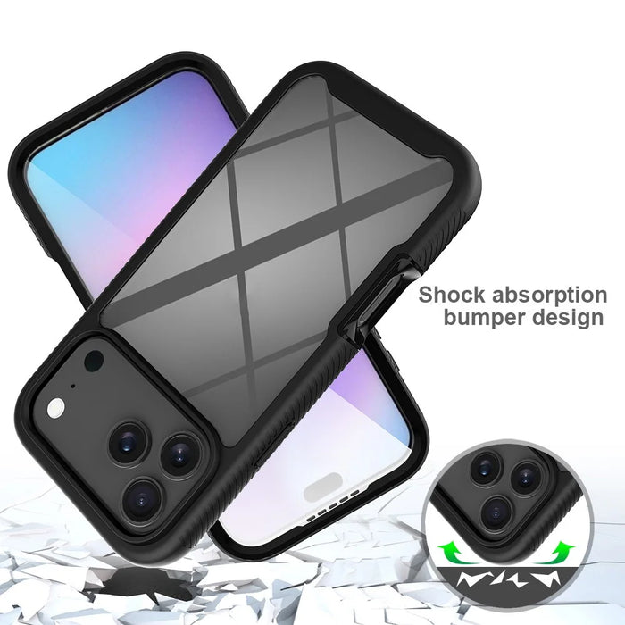 Clear Case for iPhone 18 Pro Max / 17 Pro Max PC + TPU Phone Back Cover with PET Screen Film - Black - 6