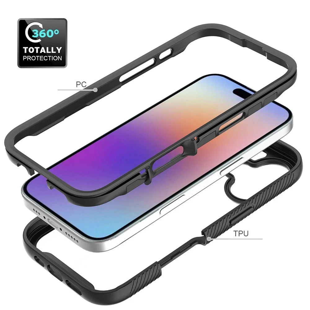 For iPhone 17 Case Anti Drop 2 in 1 PC + TPU Phone Cover - Black - 4