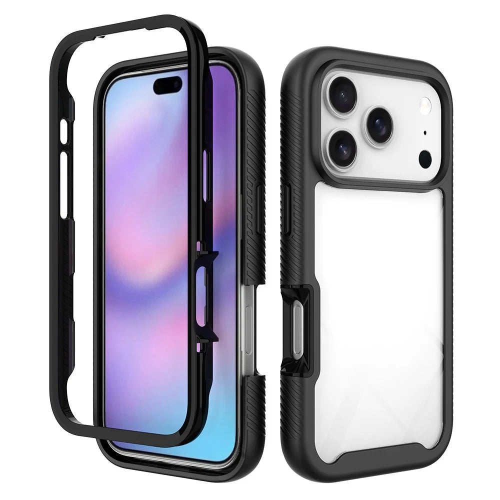 For iPhone 18 Pro / 17 Pro Case Anti Drop 2 in 1 PC + TPU Phone Cover - Black - 1