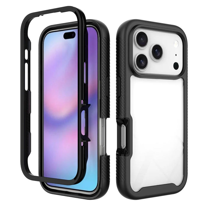 For iPhone 18 Pro / 17 Pro Case Anti Drop 2 in 1 PC + TPU Phone Cover - Black - 1
