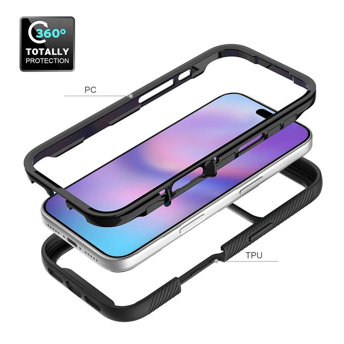 For iPhone 18 Pro / 17 Pro Case Anti Drop 2 in 1 PC + TPU Phone Cover - Black - 5