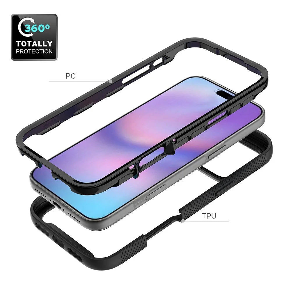 For iPhone 18 Pro Max / 17 Pro Max Case Anti Drop 2 in 1 PC + TPU Phone Cover - Black - 5