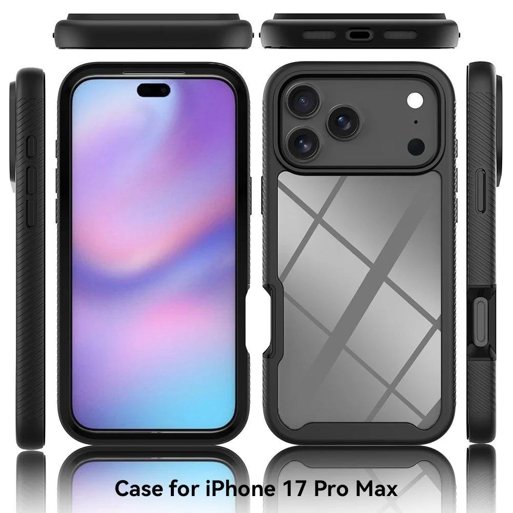 For iPhone 18 Pro Max / 17 Pro Max Case Anti Drop 2 in 1 PC + TPU Phone Cover - Black - 6