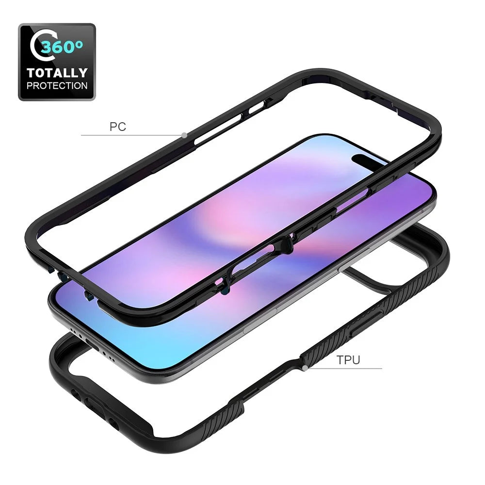 For iPhone Air Case Anti Drop 2 in 1 PC + TPU Phone Cover - Black - 5