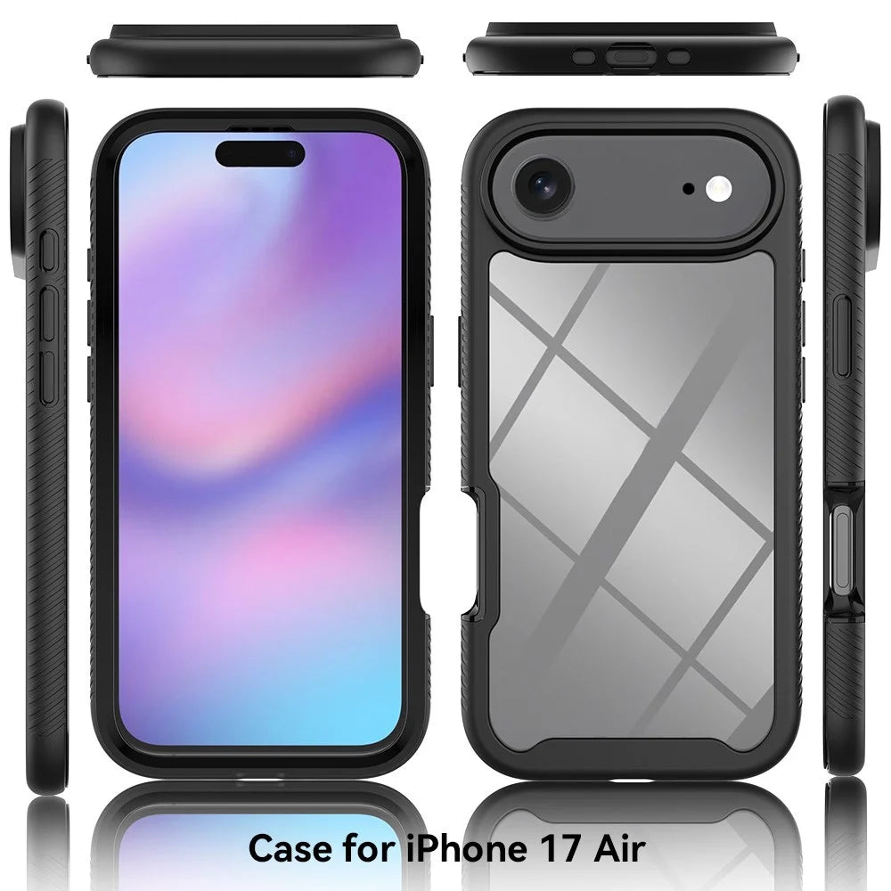 For iPhone Air Case Anti Drop 2 in 1 PC + TPU Phone Cover - Black - 6