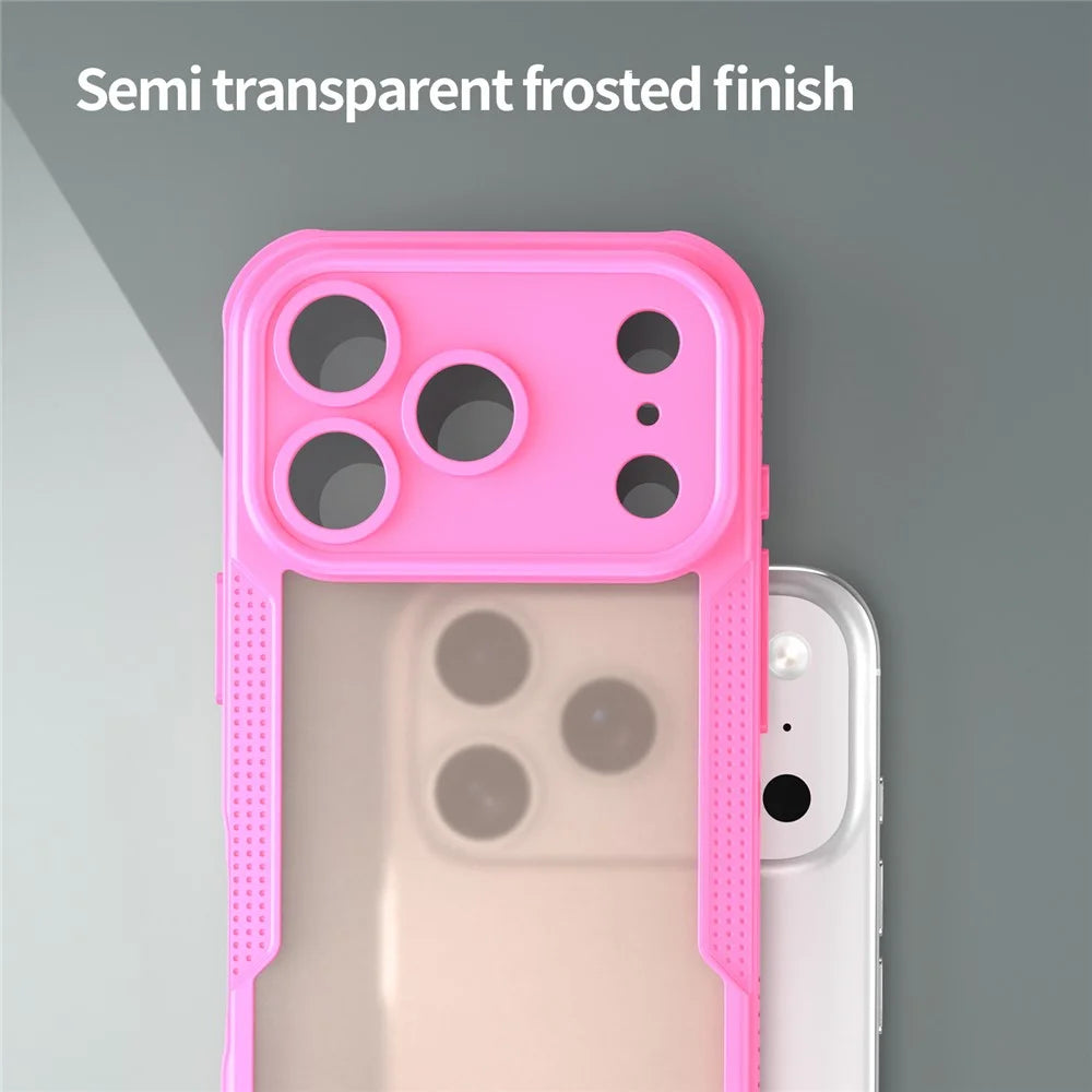 For iPhone 17 Pro Case PC + TPU Semi-Transparent Frosted Finish Protective Phone Cover - Pink - 6