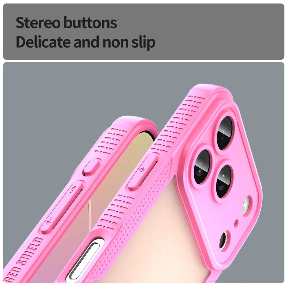 For iPhone 17 Pro Case PC + TPU Semi-Transparent Frosted Finish Protective Phone Cover - Pink - 7