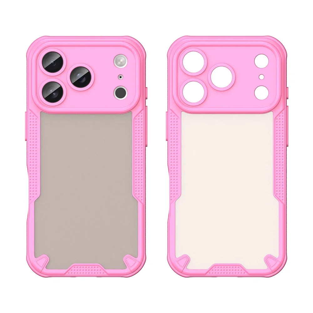 For iPhone 17 Pro Max Case PC + TPU Semi-Transparent Frosted Finish Protective Phone Cover - Pink - 2