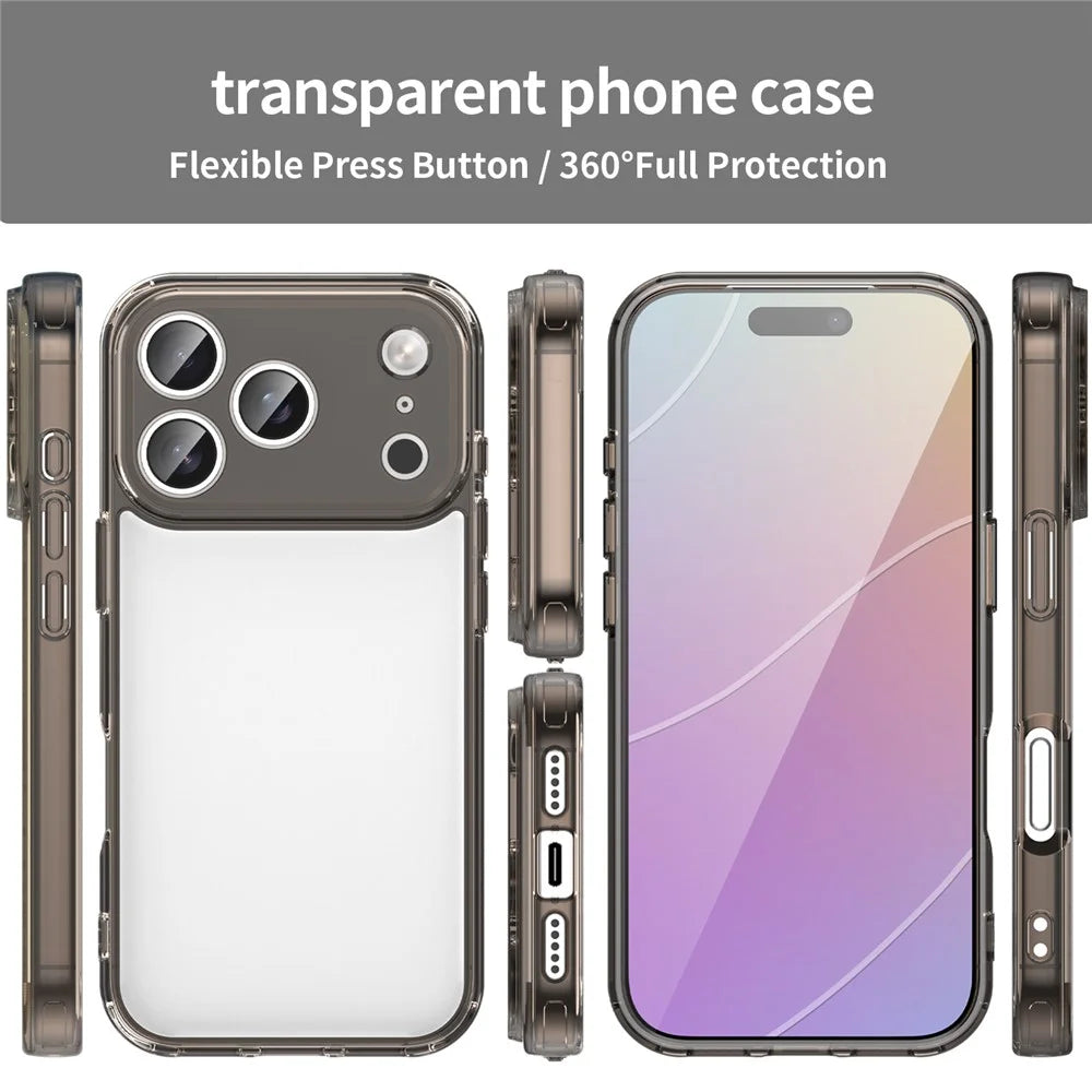 For iPhone 17 Pro Case TPU + Acrylic Phone Back Cover Anti Yellowing - Black - 6