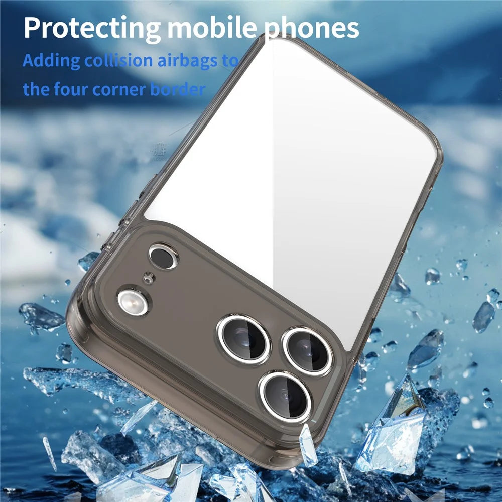 For iPhone 17 Pro Max Case TPU + Acrylic Phone Back Cover Anti Yellowing - Black - 5
