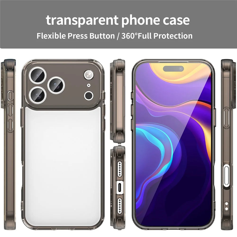 For iPhone 17 Pro Max Case TPU + Acrylic Phone Back Cover Anti Yellowing - Black - 6
