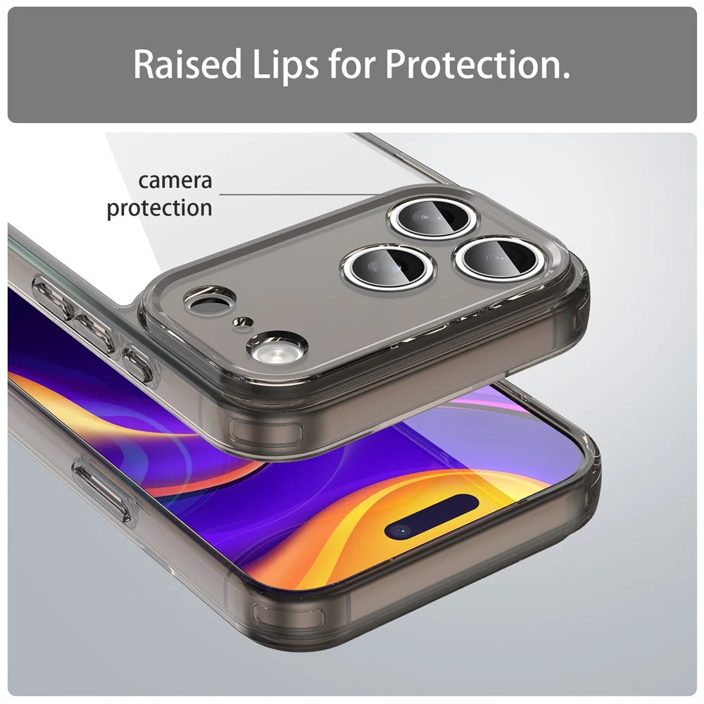 For iPhone 17 Pro Max Case TPU + Acrylic Phone Back Cover Anti Yellowing - Black - 7