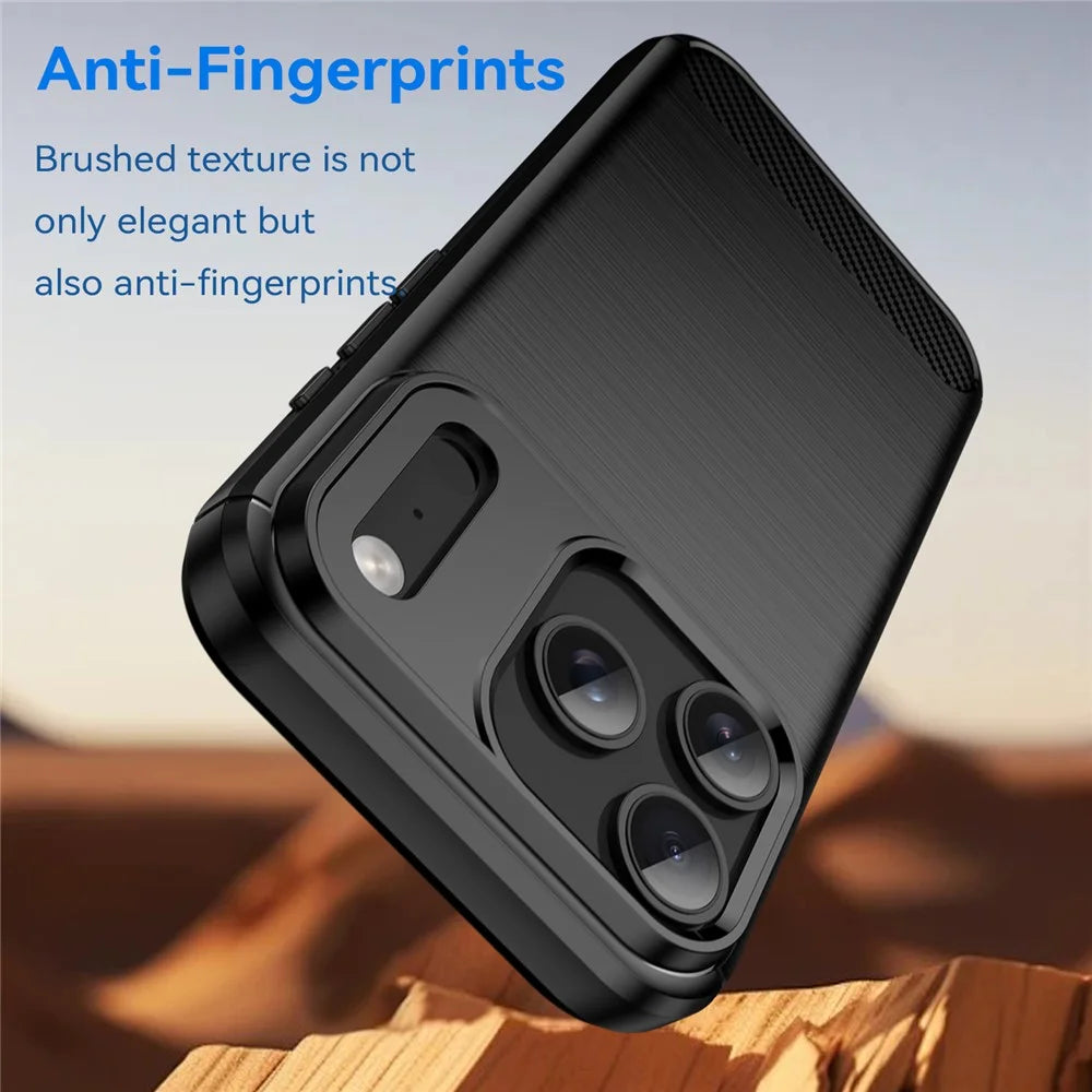 For iPhone 17 Pro Case Protective Phone Cover Carbon Fiber Texture Brushed - Black - 4