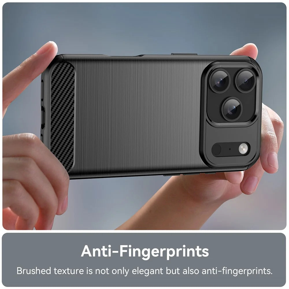 For iPhone 17 Pro Case Protective Phone Cover Carbon Fiber Texture Brushed - Black - 6