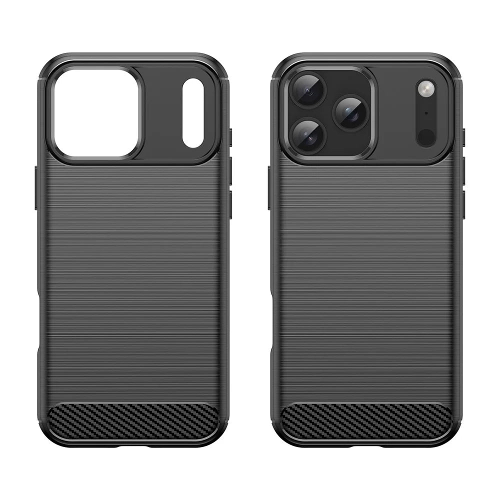 For iPhone 17 Pro Max Case Protective Phone Cover Carbon Fiber Texture Brushed - Black - 2