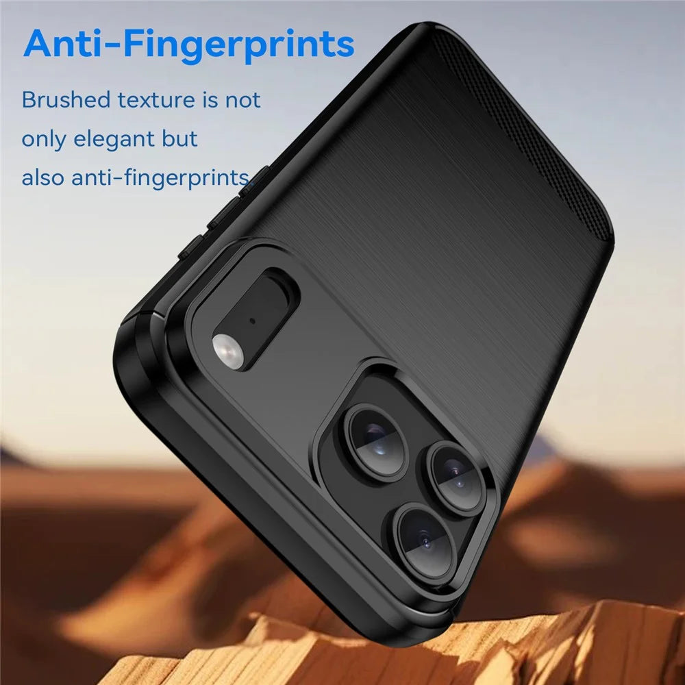 For iPhone 17 Pro Max Case Protective Phone Cover Carbon Fiber Texture Brushed - Black - 4