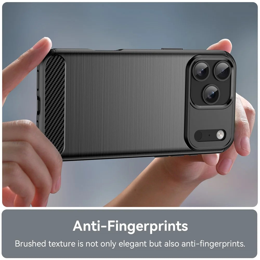 For iPhone 17 Pro Max Case Protective Phone Cover Carbon Fiber Texture Brushed - Black - 6