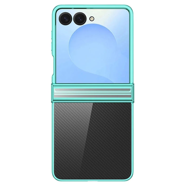 For Samsung Galaxy Z Flip7 5G Case Hinge Design Electroplating PC Clear Phone Cover - Green - 1