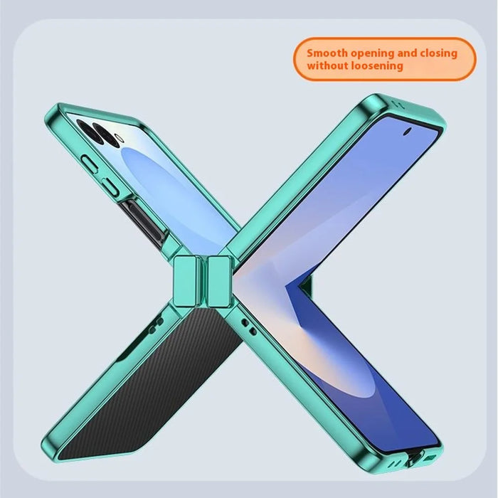 For Samsung Galaxy Z Flip7 5G Case Hinge Design Electroplating PC Clear Phone Cover - Green - 3