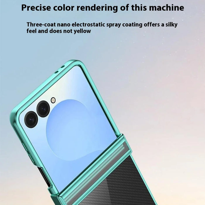 For Samsung Galaxy Z Flip7 5G Case Hinge Design Electroplating PC Clear Phone Cover - Green - 5