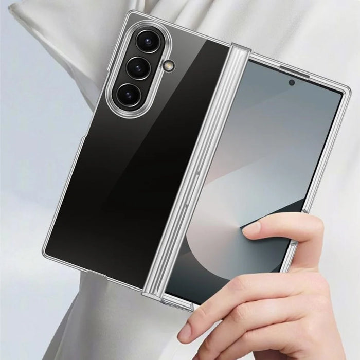 For Samsung Galaxy Z Fold7 5G Case Hinge Design Electroplating PC Clear Phone Cover - Green - 7