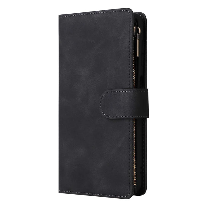 For Samsung Galaxy S25 FE Case Zipper Wallet Multiple Card Slots Leather Phone Cover with Wrist Strap - 7