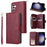 For Samsung Galaxy S25 FE Case Zipper Pocket PU Leather Phone Cover with Hand Strap - Wine Red - 1