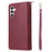For Samsung Galaxy S25 FE Case Zipper Pocket PU Leather Phone Cover with Hand Strap - Wine Red - 7