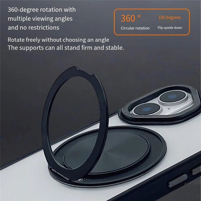 For iPhone 16 Magnetic Case Acrylic TPU Phone Back Cover with Kickstand - Black - 5