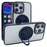 For iPhone 15 Pro Max Magnetic Case Acrylic TPU Phone Back Cover with Kickstand - Black - 1