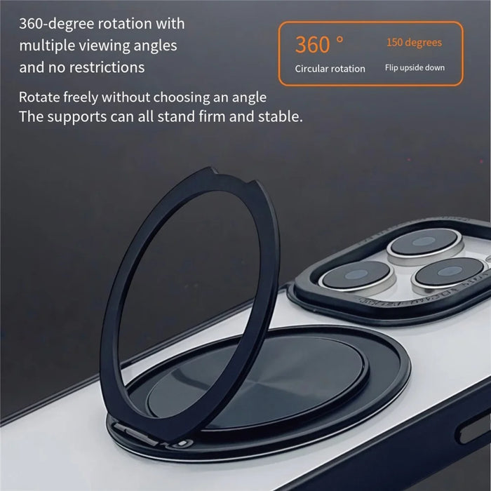 For iPhone 15 Pro Max Magnetic Case Acrylic TPU Phone Back Cover with Kickstand - Black - 5