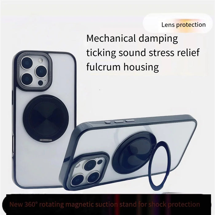 For iPhone 15 Pro Max Magnetic Case Acrylic TPU Phone Back Cover with Kickstand - Black - 6