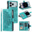 For iPhone 18 Pro Max / 17 Pro Max Wallet Case Mandala Flower Pattern PU Leather Phone Cover with Wrist Strap - Mint Green - 1