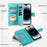 For iPhone 18 Pro Max / 17 Pro Max Wallet Case Mandala Flower Pattern PU Leather Phone Cover with Wrist Strap - Mint Green - 5