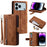 For iPhone 18 Pro Max / 17 Pro Max Case 9 Card Slots Zipper Wallet PU Leather Phone Cover with Wrist Strap - Brown - 1
