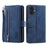 For iPhone 17 Case 9 Card Slots Zipper Wallet PU Leather Phone Cover with Wrist Strap - Blue - 7