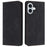 For iPhone 17 Case Imprinted Flower Wallet Stand Leather Phone Cover - Black - 1