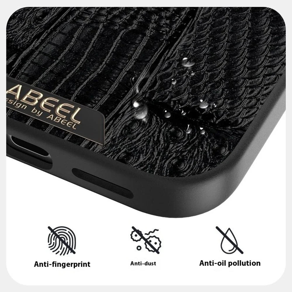 ABEEL For iPhone 17 Case Compatible with MagSafe Beast Texture Micro-Embossing Back Cover - Black - 3