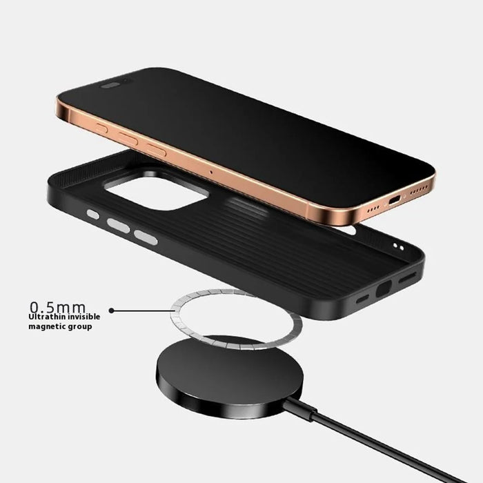 ABEEL For iPhone 16 Pro Case Compatible with MagSafe Beast Texture Micro-Embossing Back Cover - Black - 3