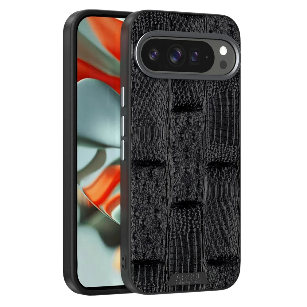 ABEEL For Google Pixel 9 Pro XL Magnetic Case Beast Texture Micro-Embossing Back Cover - Black - 1