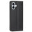 For iPhone 17 Wallet Case Line Imprinted Leather Stand Phone Cover with Wrist Strap - Black - 7